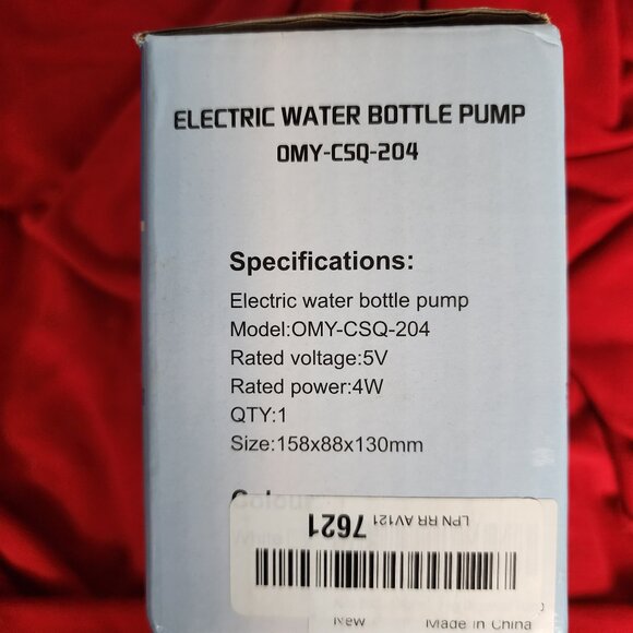 Silver Electric Auto Bottled Water 5V 4W Model OMY-CSQ-204 USB Rechargeable Pump - Picture 6 of 16